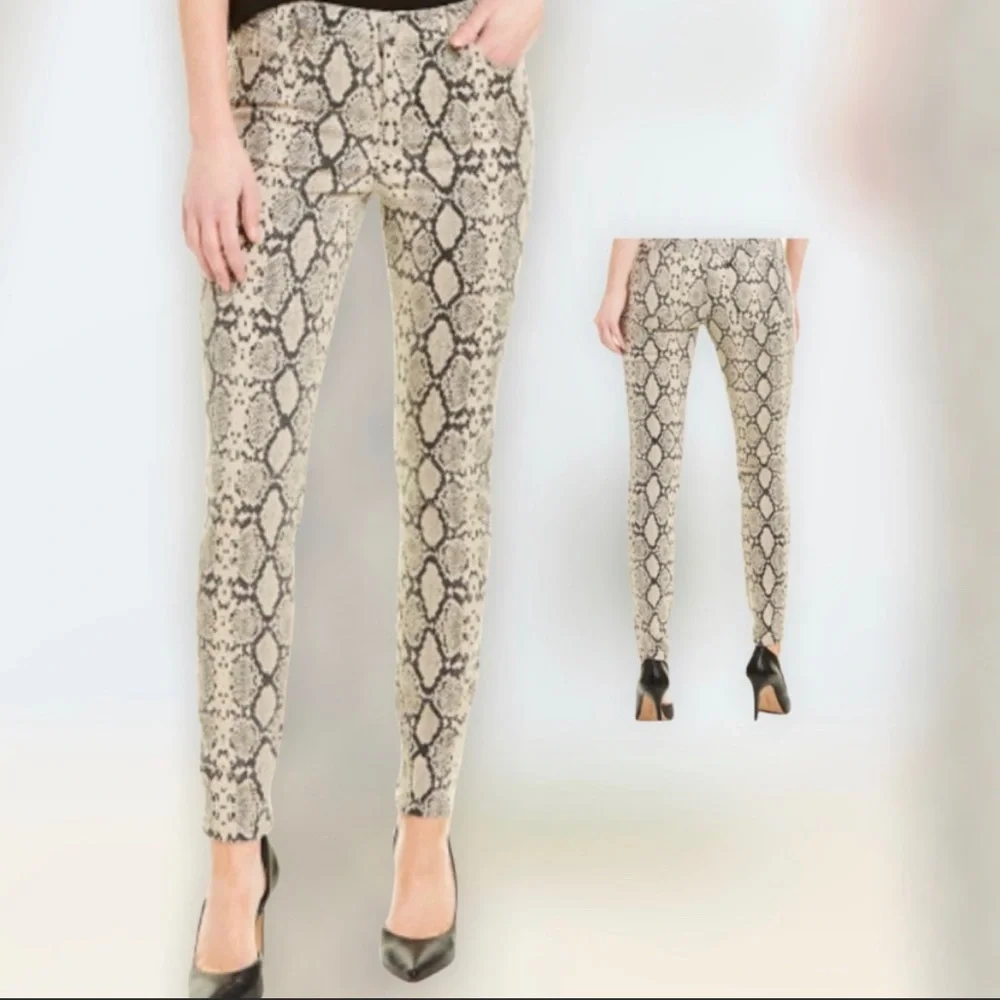 🛍️SALE🛍️ BLUE REVIVAL Slither Skinny Leg Sand Snake Print Jeans - Picture 7 of 13